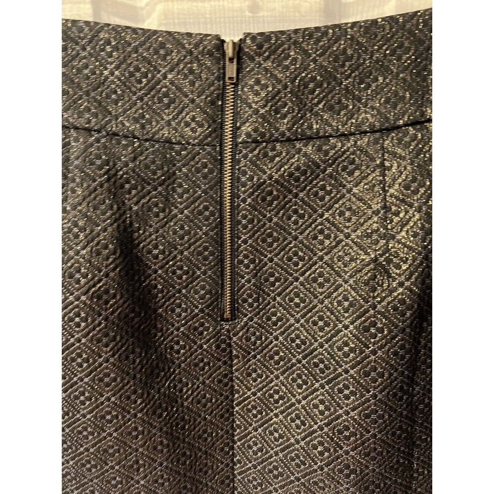 Ann Taylor Loft Skirt Womens 12 Metallic Brocade Pocket Pleated office siren New - Picture 5 of 10